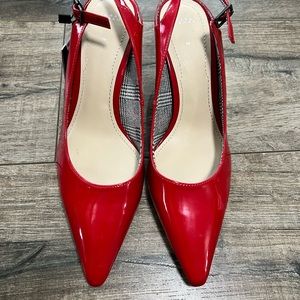 Zara Women Red Slingback Kitten Heel and Houndstooth Lining Size 39